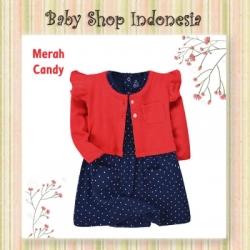 PD627 Dress Anak Jumpsuit Rok Dress Bolero Merah Candy  large